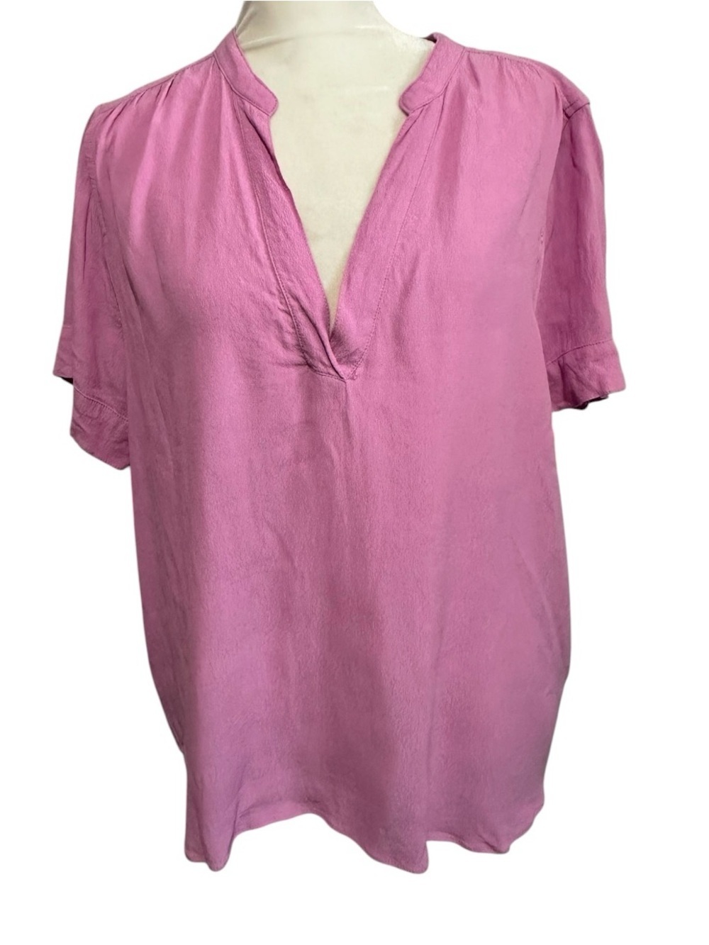 J.Crew solid Pink V-Neck Short Sleeve Top size L
